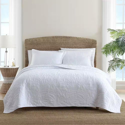Solid Costa Sera Stitch 1-Piece White Solid Cotton King Quilt