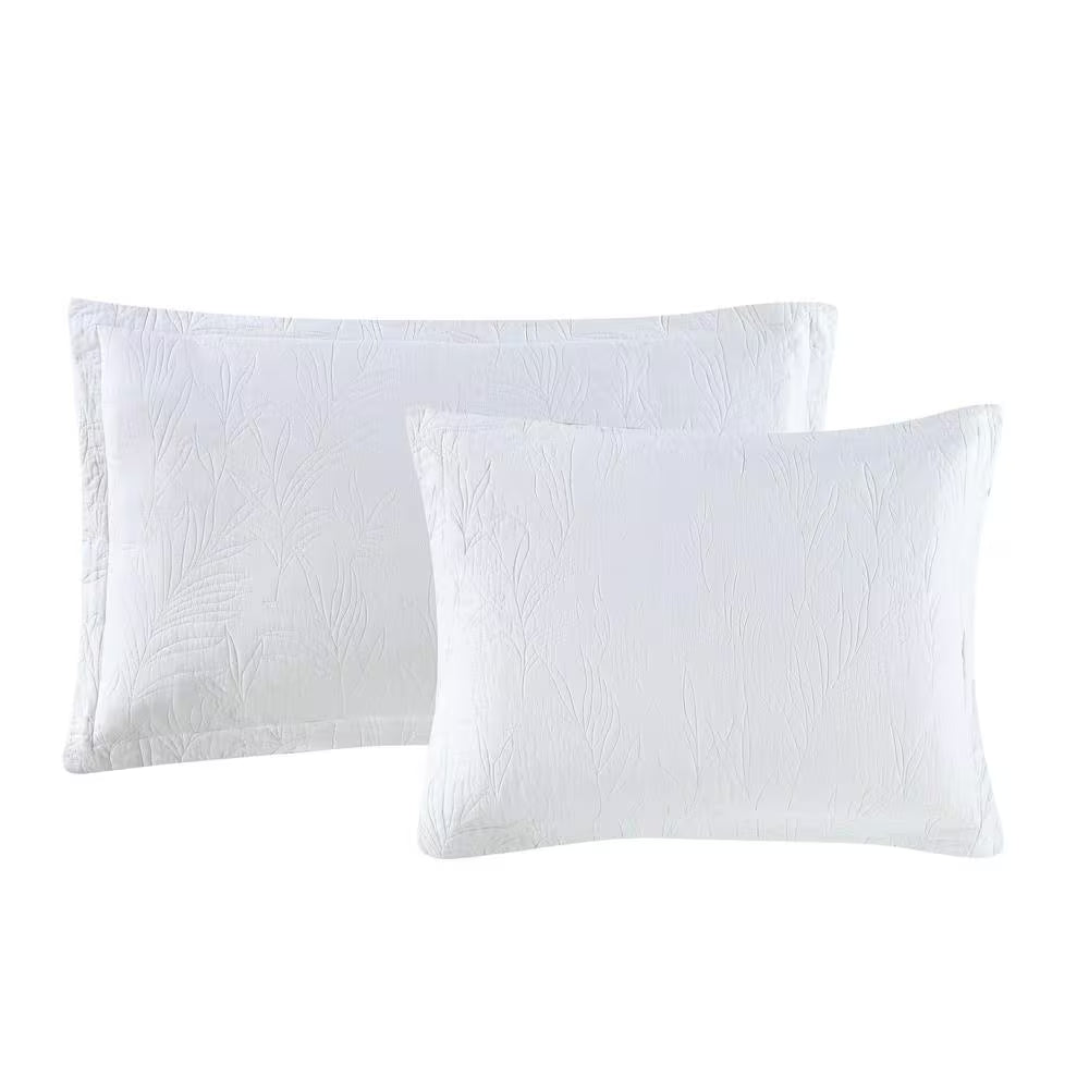 Solid Costa Sera Stitch 1-Piece White Solid Cotton King Quilt