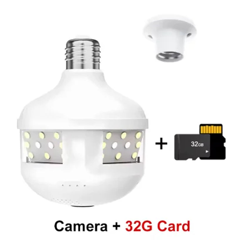 4MP WiFi E27 Security Camera with Full Color Night Vision, Two-Way Audio, Wireless Auto Tracking, and Fisheye Lens