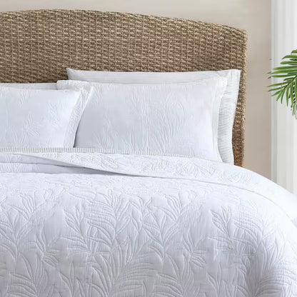 Solid Costa Sera Stitch 1-Piece White Solid Cotton King Quilt