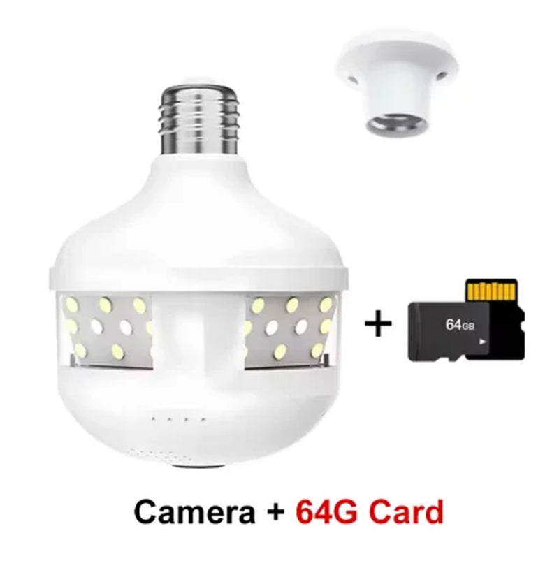 4MP WiFi E27 Security Camera with Full Color Night Vision, Two-Way Audio, Wireless Auto Tracking, and Fisheye Lens