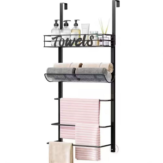 15.75 In. W X 5.51 In. D Black Composite Decorative Wall Shelf 5-Tier Wall Mounted Towel Holder
